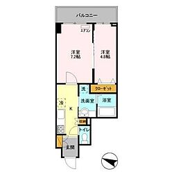 アーバンシャトー千葉 2Kの間取図画像
