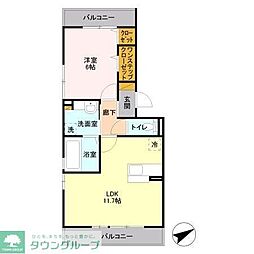 メルベーユ3 1LDKの間取図画像
