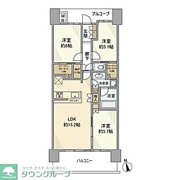 ザ・レジデンス津田沼奏の杜テラス 3LDKの間取図画像