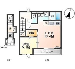 Azure 1LDKの間取図画像