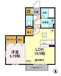 カリーノフィオーレ 1LDKの間取図画像