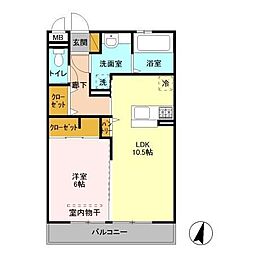 薬円台壱番館A 1LDKの間取図画像