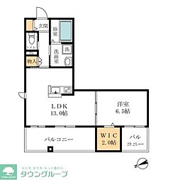 コルティーレ本中山 1LDKの間取図画像