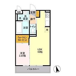 クオリタ・リリ 1LDKの間取図画像