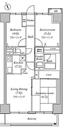 グレイスコート船橋 2SLDKの間取図画像