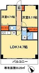 S-FORT船橋塚田 2LDKの間取図画像