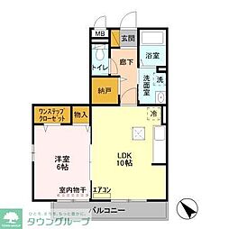 ロイヤルクレッセント西登戸参番館 1LDKの間取図画像