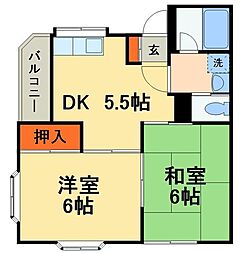 ソレイユ夏見 2DKの間取図画像