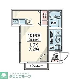 ヒュッゲ1 ワンルームの間取図画像