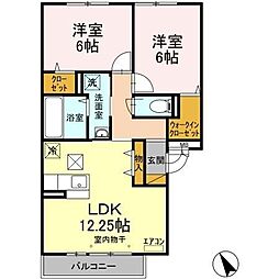 ブランシュールA棟 2LDKの間取図画像