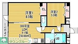 BelleAube大久保 2LDKの間取図画像
