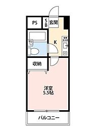 リエス西船橋 1Kの間取図画像