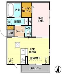 ディアコート 1LDKの間取図画像