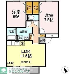 パークサイド西船A 2LDKの間取図画像