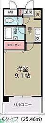 リバレイン 1Kの間取図画像