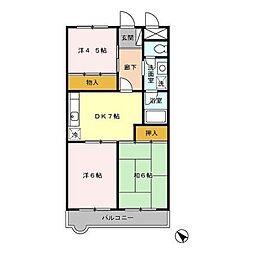 メゾンドゥボヌール 3DKの間取図画像