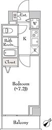 エマーレ行徳 1Kの間取図画像