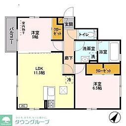 グランシャリオB 2LDKの間取図画像