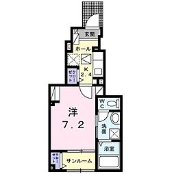 グランノワール2 1Kの間取図画像