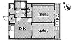 アルファービル 2DKの間取図画像