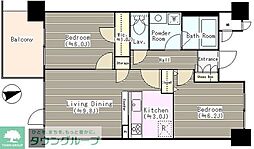 ベルヴュコート津田沼 2LDKの間取図画像