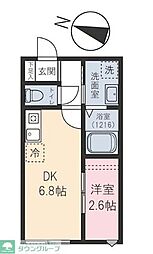 ゼルコーバ 2階1DKの間取り