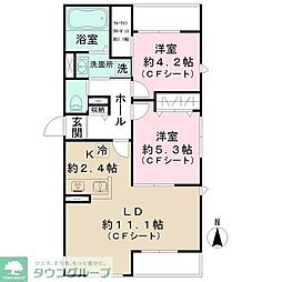 セリジェ 中野 2LDKの間取図画像