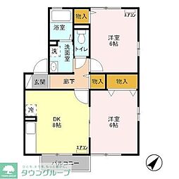 ポテトフィールド清水 2階2DKの間取り