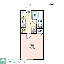 エクセラン松戸II 3階1Kの間取り