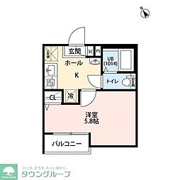 エクセラン北松戸 1Kの間取図画像