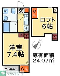 フリーハンド松戸 1Kの間取図画像