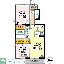 流山市向小金3丁目アパート 2LDKの間取図画像