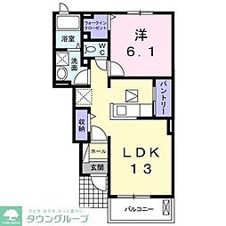フェンテK3 1LDKの間取図画像