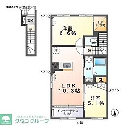 ウェストビレッヂI 2LDKの間取図画像