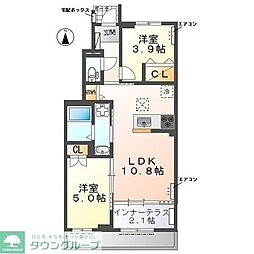 ウェストビレッヂII 2LDKの間取図画像