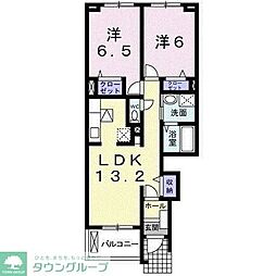 サンローザ・ヴイラB 2LDKの間取図画像