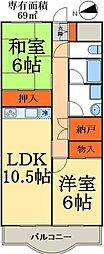 シラカワパレス 2LDKの間取図画像