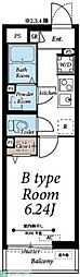 ヴィラ柏 1Kの間取図画像