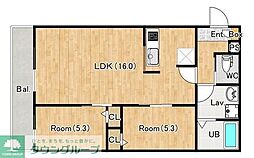 シエーナ北小金I 2LDKの間取図画像