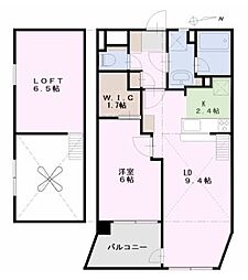 オアシスA棟 1LDKの間取図画像