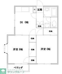 コーポニューリッチ 2DKの間取図画像