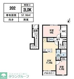 リーブルファイン柏新柏 2LDKの間取図画像