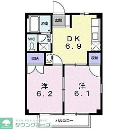 シティあすび 2DKの間取図画像