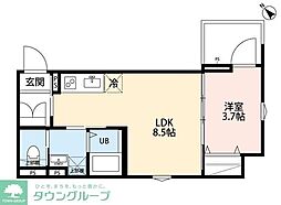 リュクスシティー鎌ヶ谷 1LDKの間取図画像