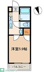 ガーネット柏 1Kの間取図画像