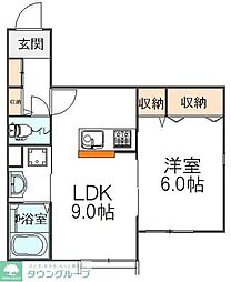 プランタン並木 1LDKの間取図画像