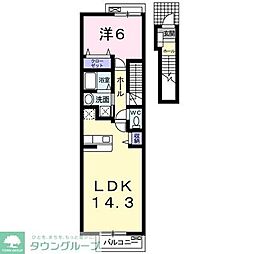 シームリー2 1LDKの間取図画像