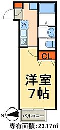 キャメル柏たなか2D 1Kの間取図画像
