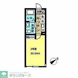 グランディール柏 1Kの間取図画像