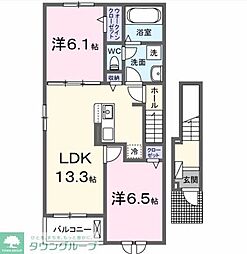 ジェルメ柏C棟 2LDKの間取図画像